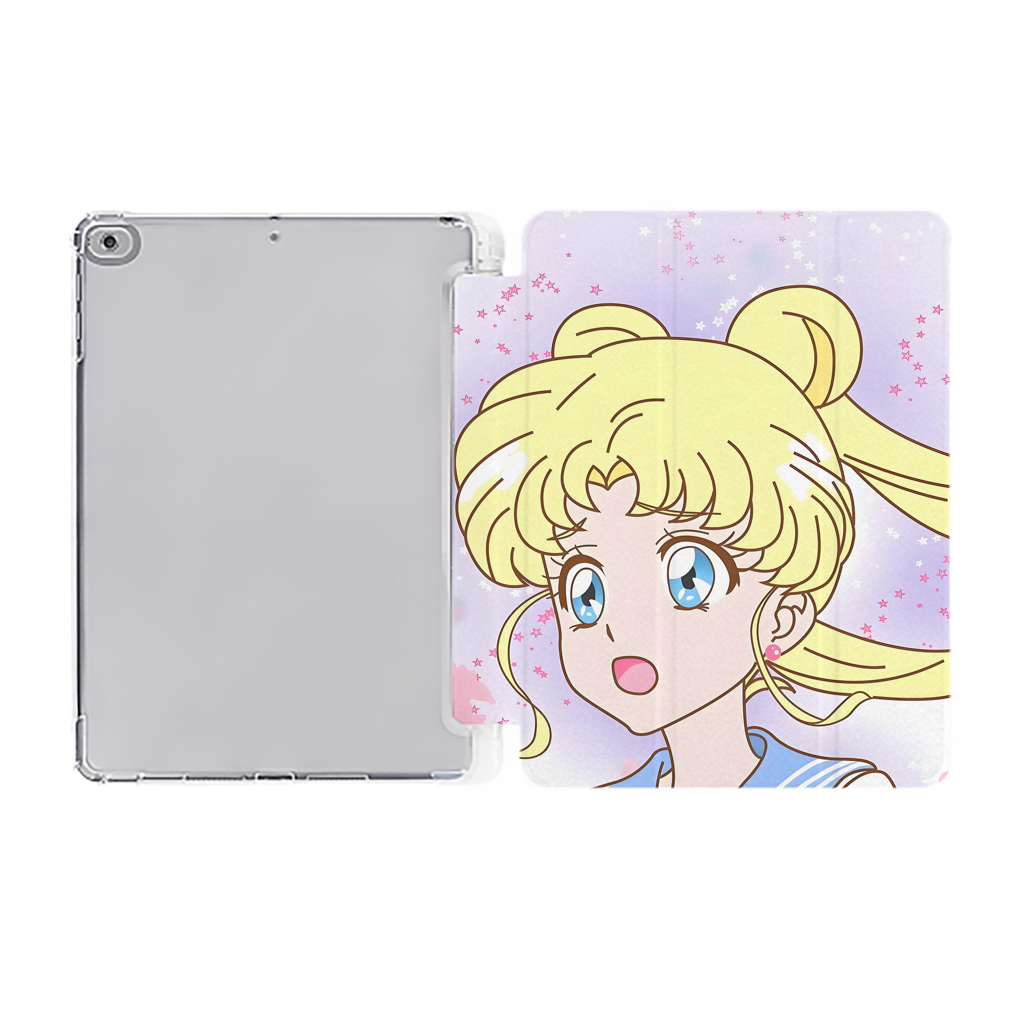 （画像用） 美少女戦士セーラームーン Sailor Moon IPad ケース ペン収納付き 三つ折りスタンド PUレザー×シリコン 対応機種9.5/10.5/10.9インチ